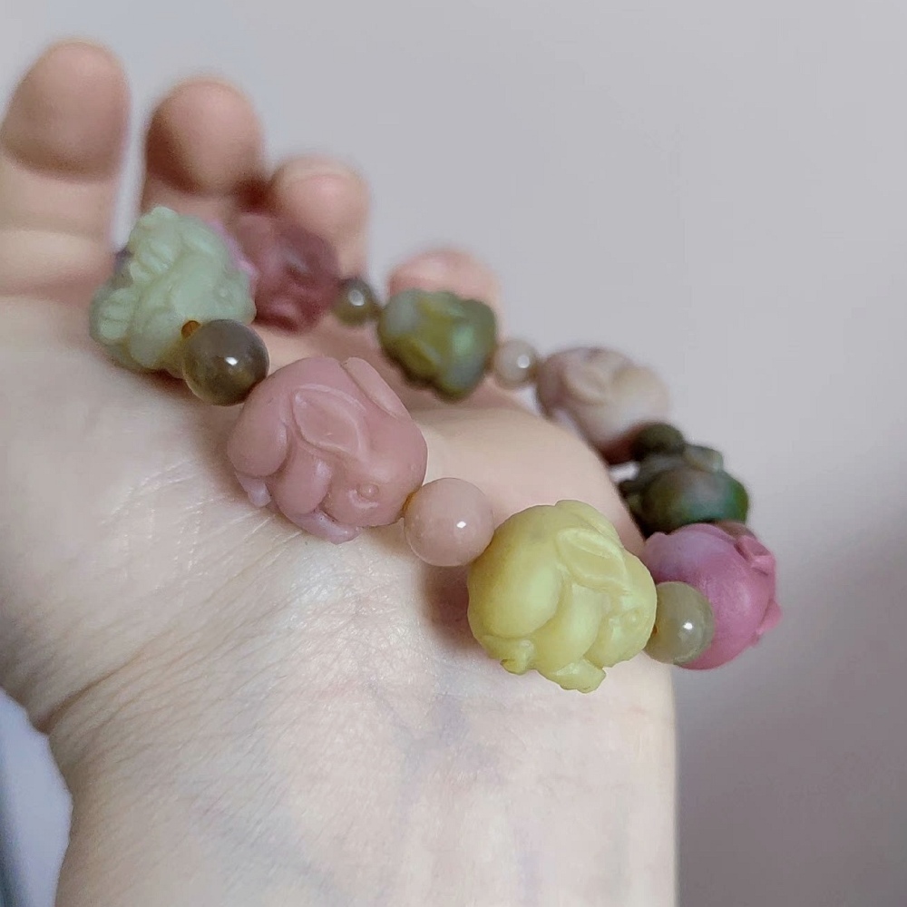 Yanyuan Agate Bracelet, Rabbit Carved Bead bracelet For Women,Girl Bracelet gift idea -33 6g