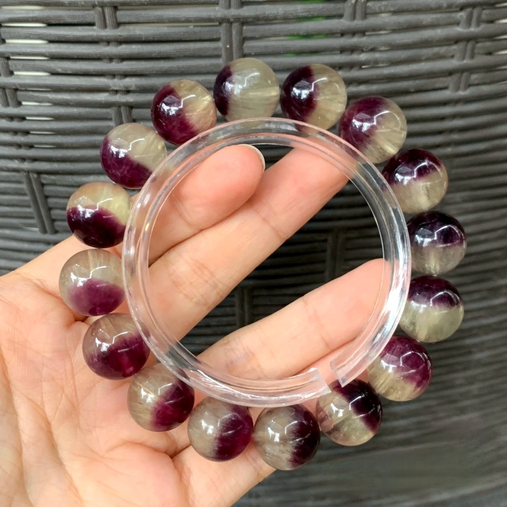 Two Tones Purple Fluorite Bracelet, Healing Gemstone Bracelet For Women, Girl Bracelet ,Gift for Her- 13MM