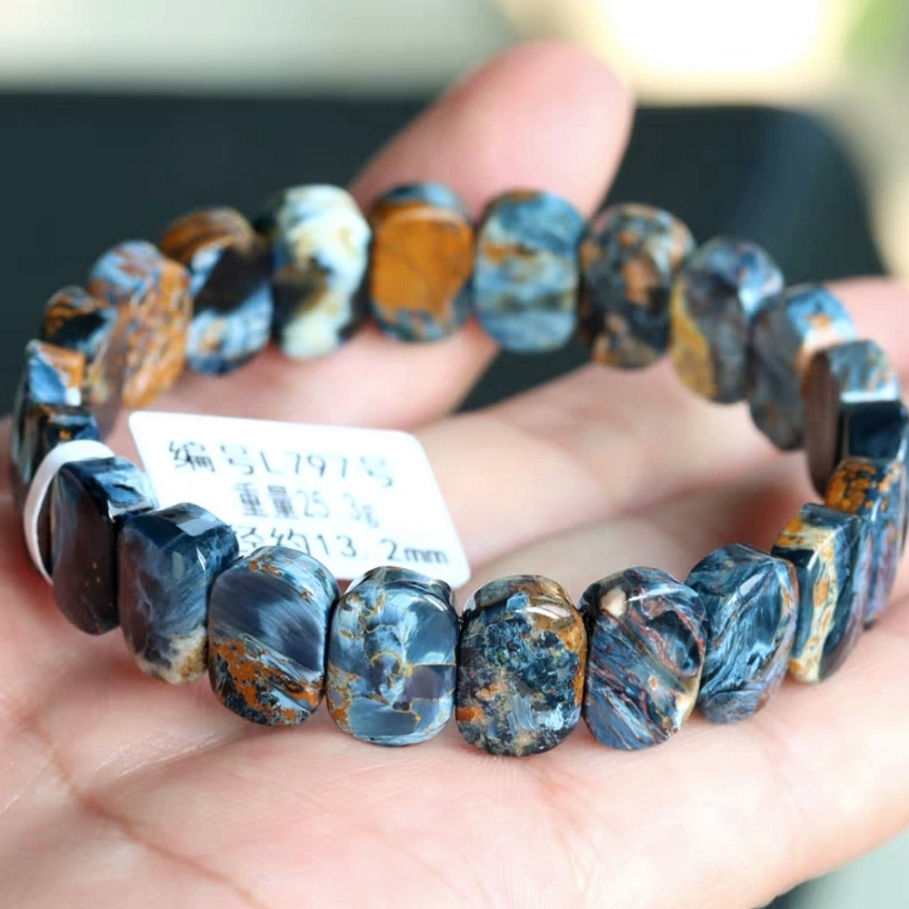 Dark Blue Pietersite Bracelet, Men Bracelet Jewelry Gift, Natural Bracelet for women  -16.5mm