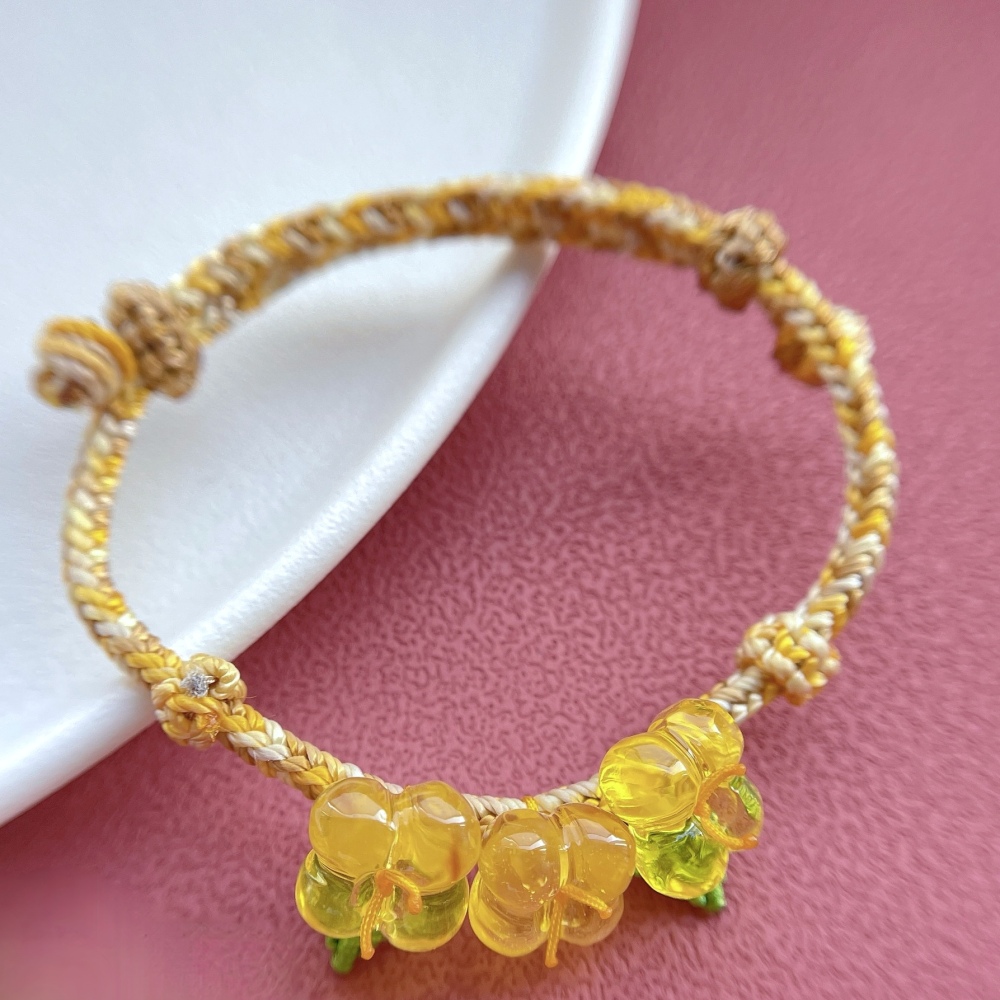 Macrane Amber Osmanthus Bracelet ,Adjustable Bracelet for women,Girl Bracelet