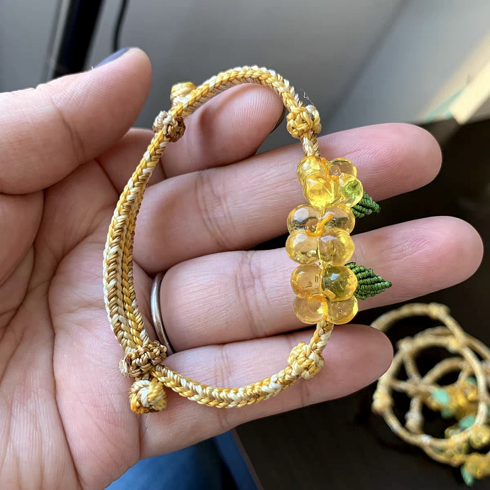 Macrane Amber Osmanthus Bracelet ,Adjustable Bracelet for women,Girl Bracelet