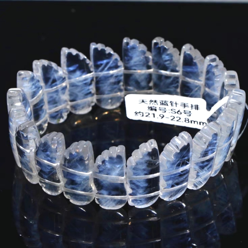 New! Genuine Blue Feather Needle Rutilated Quartz bracelet Bangle,jewelry gifts, Blue Angel's Feather Bracelet