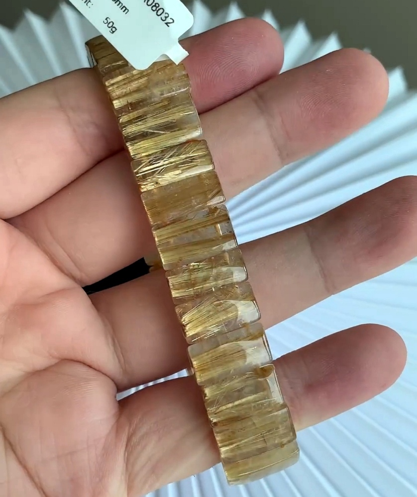 Gold Rultilated Quartz Bracelet,Healing Crystal Gemstone Bracelet For Men,Healing gemstone bracelet for women,Gemstone Jewelry gift
