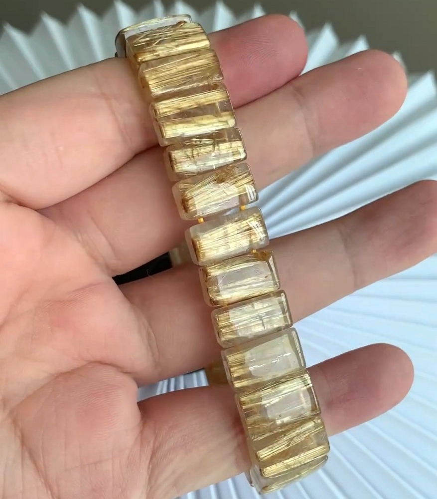 Gold Rultilated Quartz Bracelet,Healing Crystal Gemstone Bracelet For Men,Healing gemstone bracelet for women,Gemstone Jewelry gift