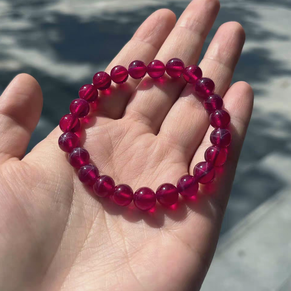 Star Ruby Bracelet,8MM Ruby Gemstone Bracelet for women,Girl Bracelet