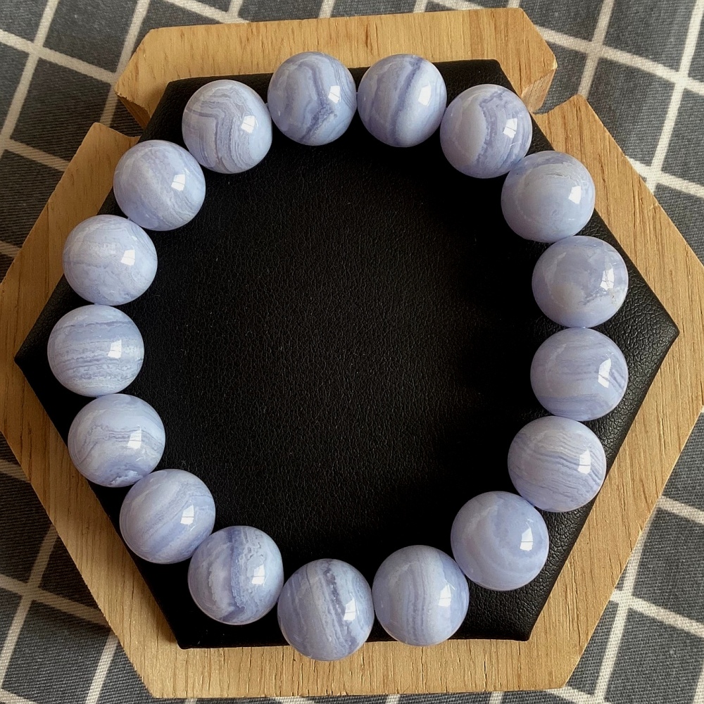 Natural Blue Chalcedony Bracelet,unique Gemstone Bracelet Gift -12.5mm