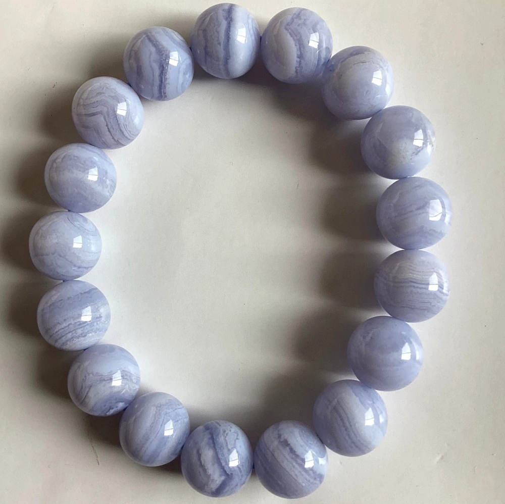 Natural Blue Chalcedony Bracelet,unique Gemstone Bracelet Gift -12.5mm