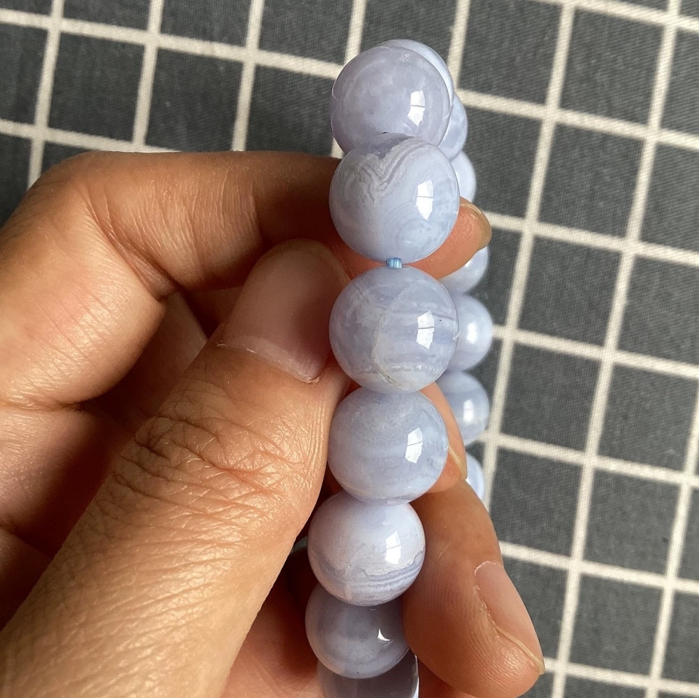 Natural Blue Chalcedony Bracelet,unique Gemstone Bracelet Gift -12.5mm