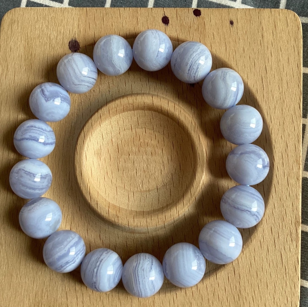 Natural Blue Chalcedony Bracelet,unique Gemstone Bracelet Gift -12.5mm