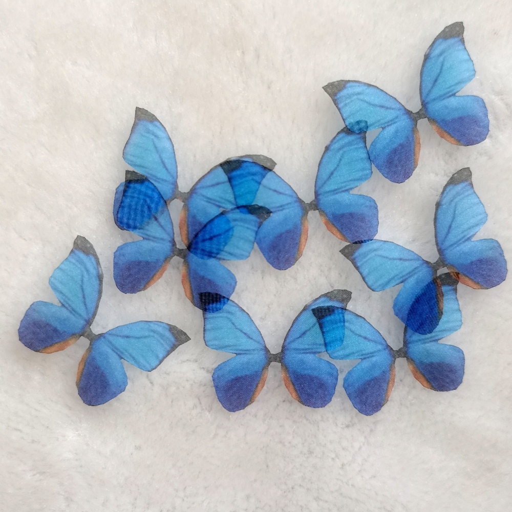 20 pieces Silk Butterfly Lot,Jewelry Making,Wedding Dress Sewing Appliques ,Doll Making crafts,Party Decorations ,Lace Butterfly Pieces
