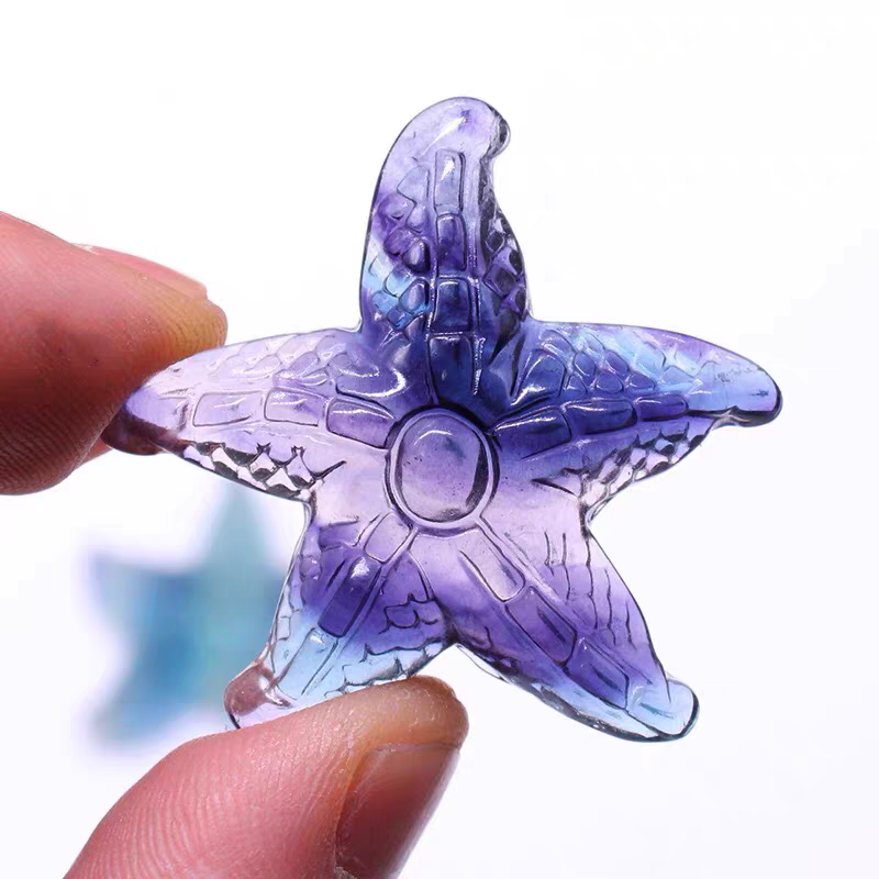 Rainbow Fluorite Starfish Pendant,Natural Gemstone Pendant For Jewelry Making