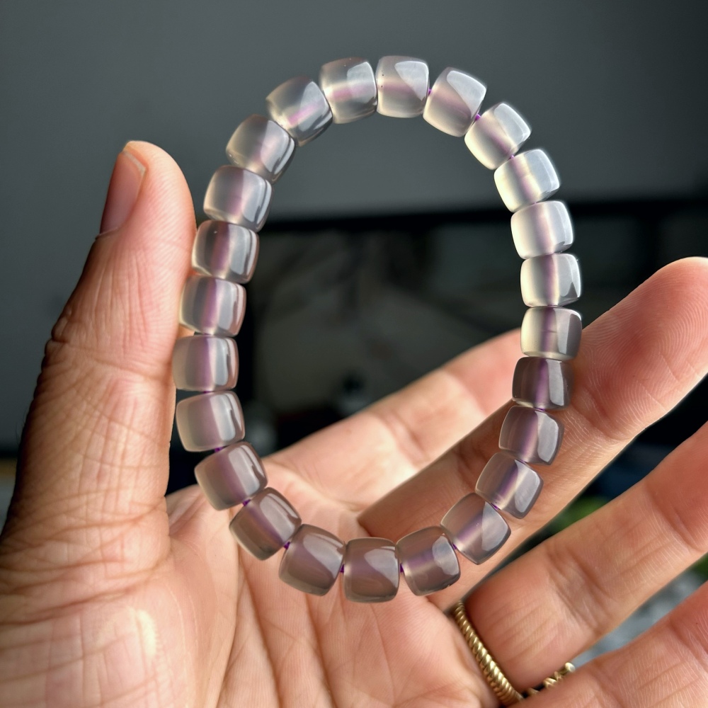 Purple Agate Bracelet,Barrel Gemstone bracelet For Women,Gorgeous Girl Bracelet Gift -8MM