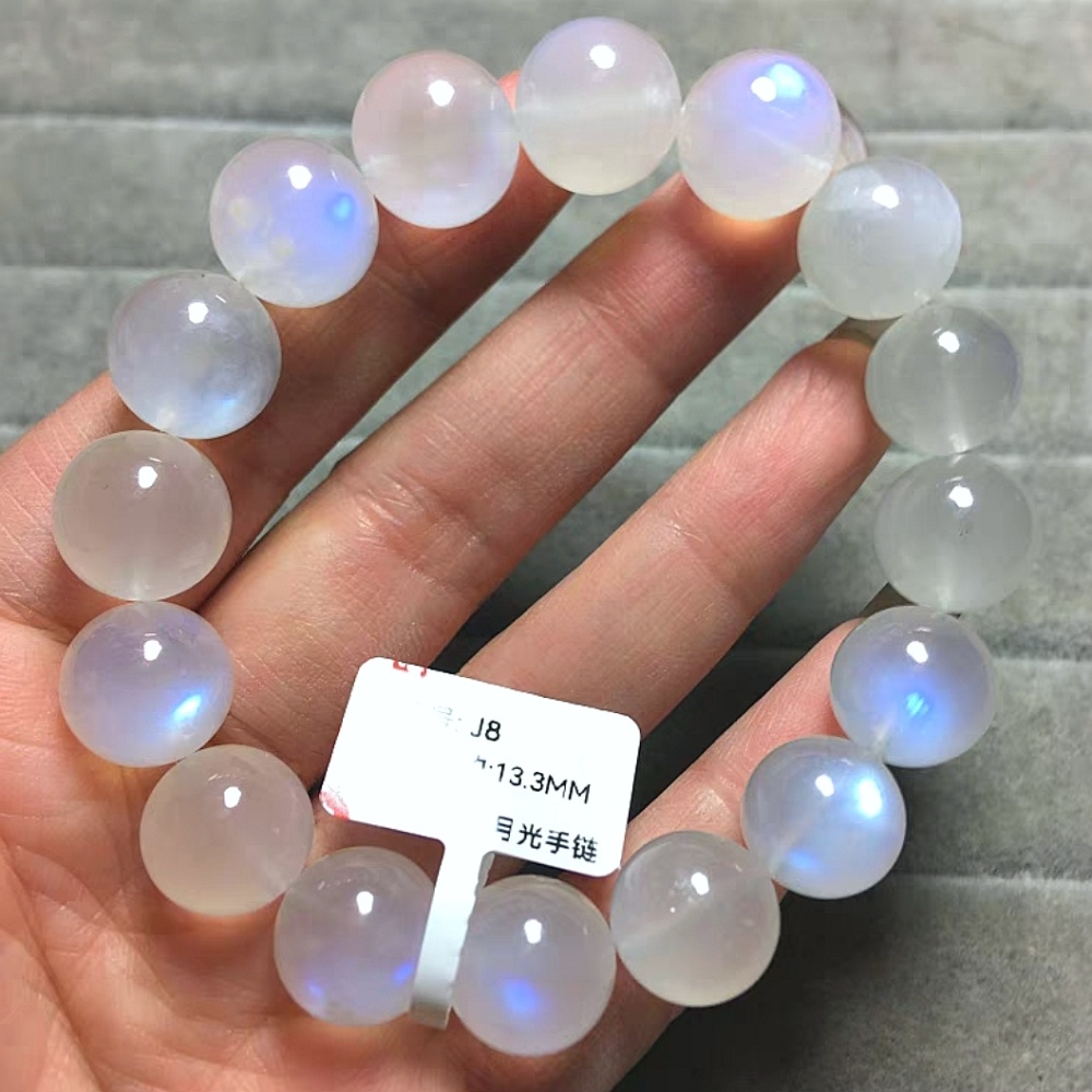 AAA Natural blue Flashlight moonstone beaded bracelet,jewelry gift,moonstone bracelet,gift for her,rare,unique -13MM