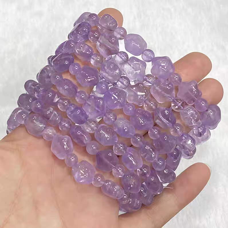 Natural Amethyst Stars Bracelet,Crystal Gemstone Bracelet For Women,Girl Bracelet Jewelry Gift For Her-11mm