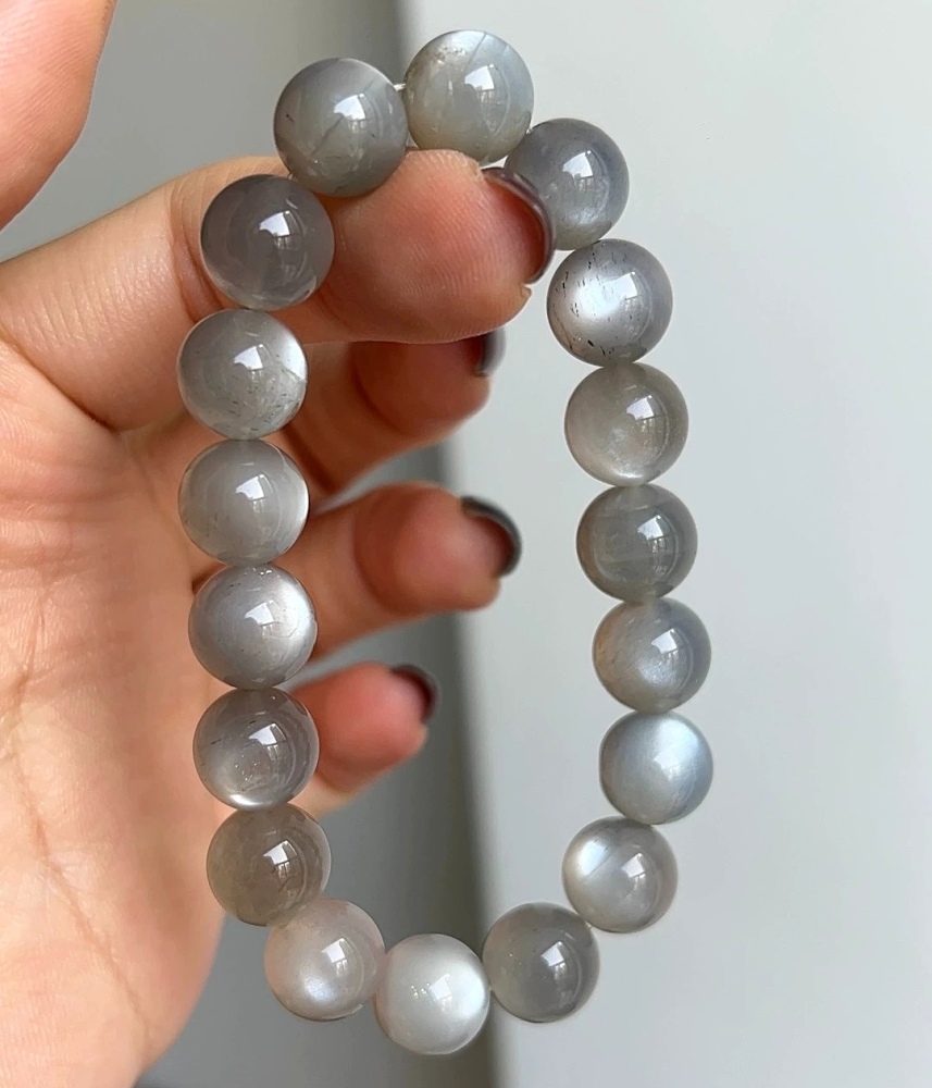 Gray Moonstone Bracelet,Healing gemstone bracelet ,Men Bracelet,Gemstone Bracelet for women,Gift For Her/Him-10.5mm