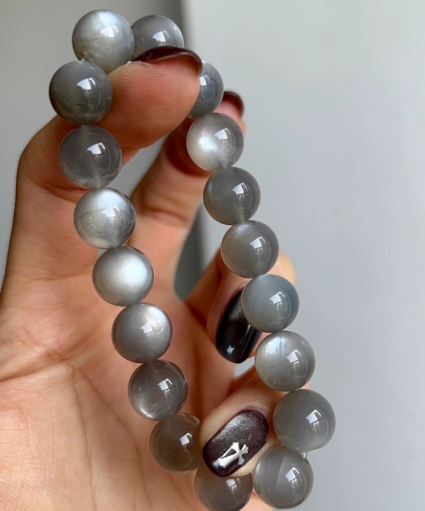 Gray Moonstone Bracelet,Healing gemstone bracelet ,Men Bracelet,Gemstone Bracelet for women,Gift For Her/Him-10.5mm