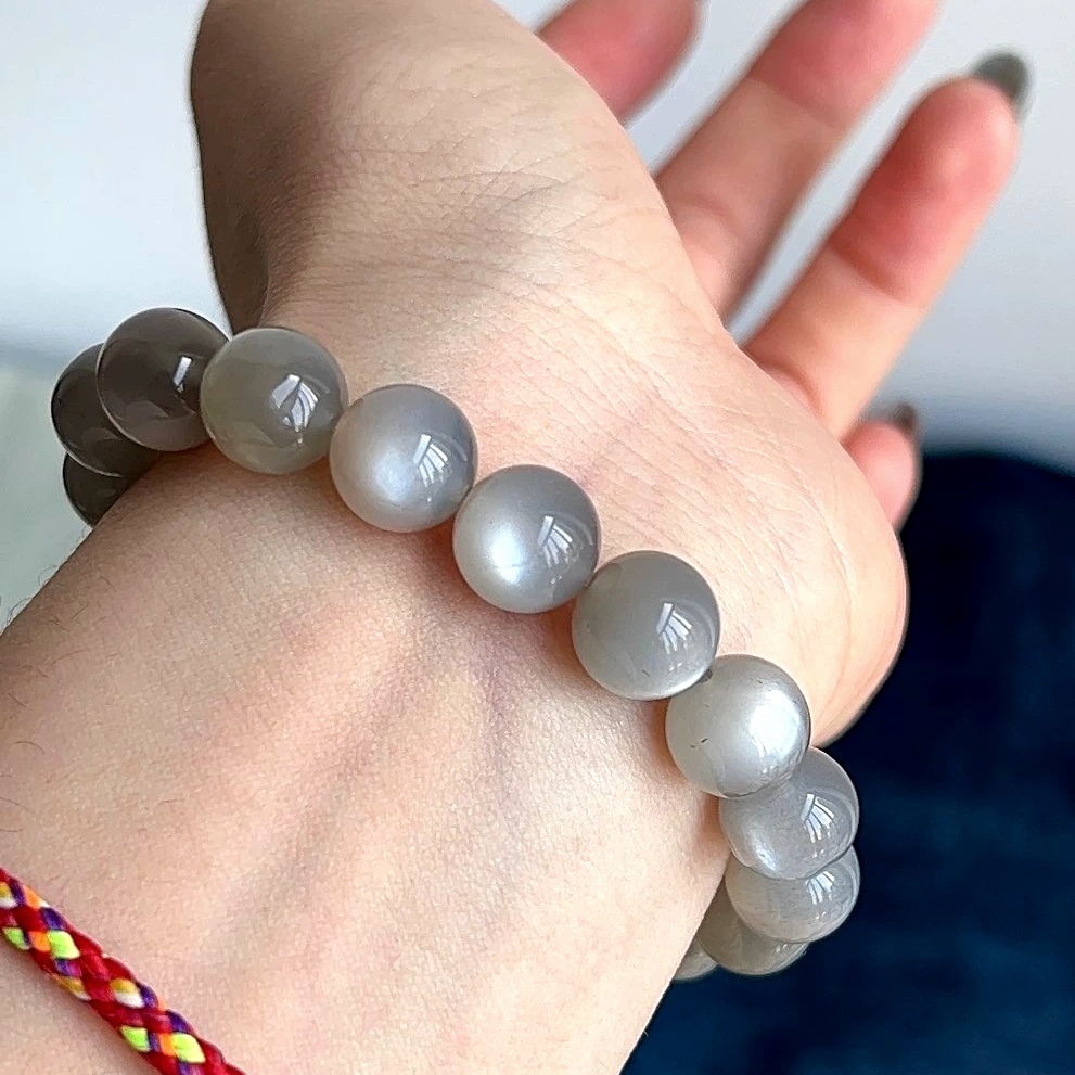 Gray Moonstone Bracelet,Healing gemstone bracelet ,Men Bracelet,Gemstone Bracelet for women,Gift For Her/Him-10.5mm