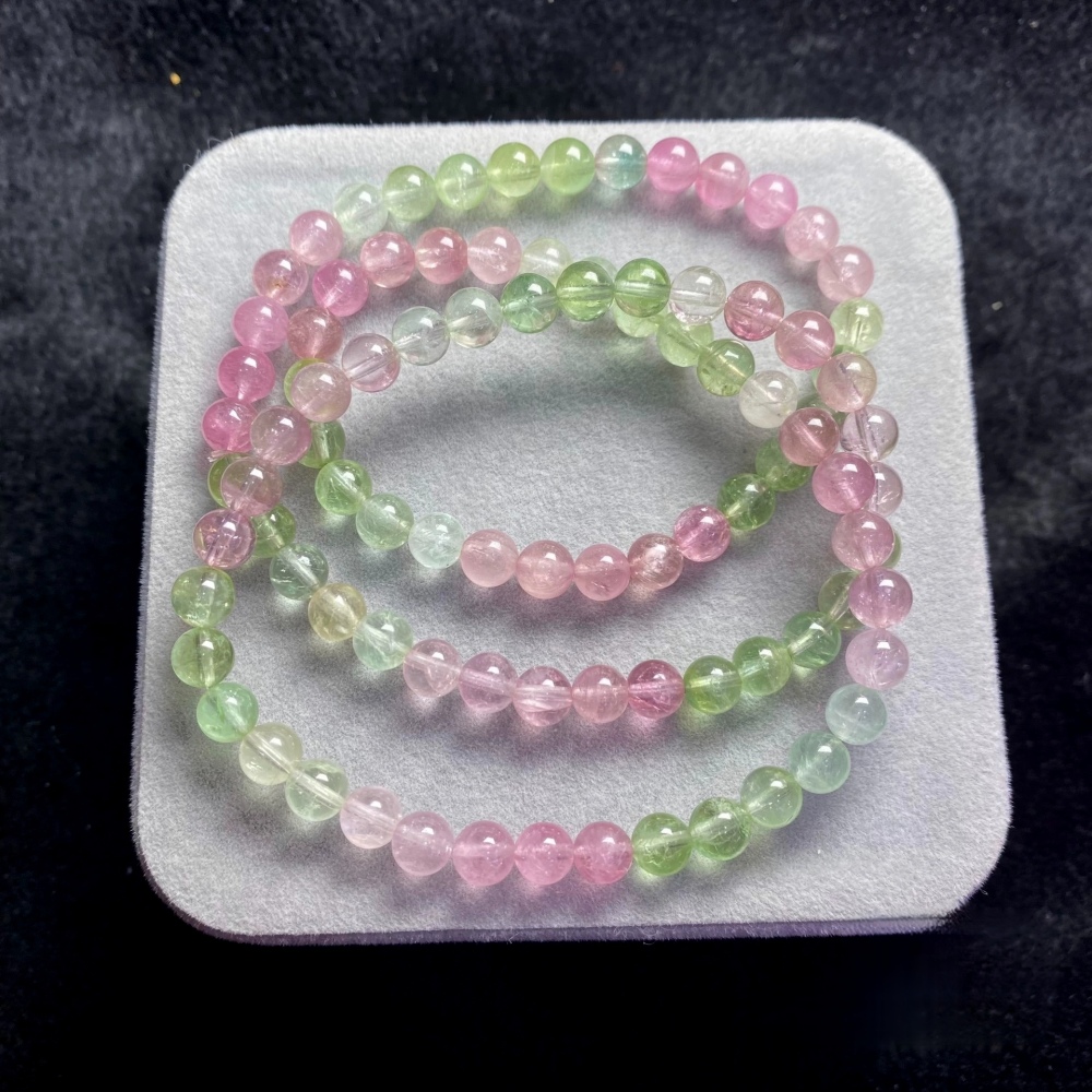 Gorgoues Tourmaline bracelet, Natural Tourmaline Gemstone Bracelet,Three Layes Bracelet for women, Girl Bracelet Gift -6.1mm