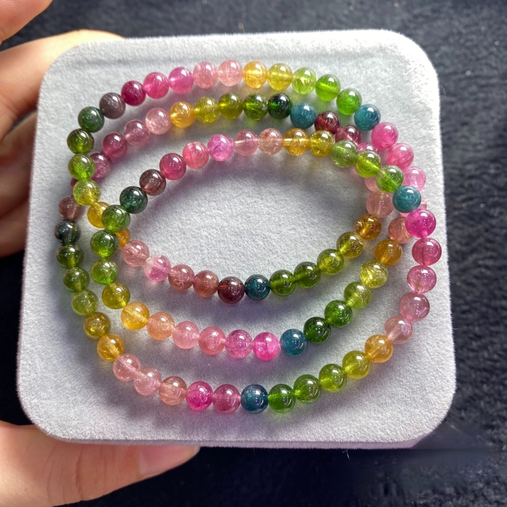 Unltra Gorgoues Tourmaline bracelet, Natural Tourmaline Gemstone Bracelet,Three Layes Bracelet for women, Girl Bracelet Gift -5.6mm