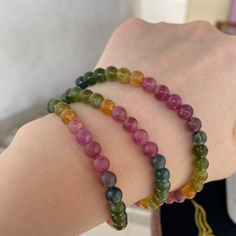 Unltra Gorgoues Tourmaline bracelet, Natural Tourmaline Gemstone Bracelet,Three Layes Bracelet for women, Girl Bracelet Gift -5.6mm