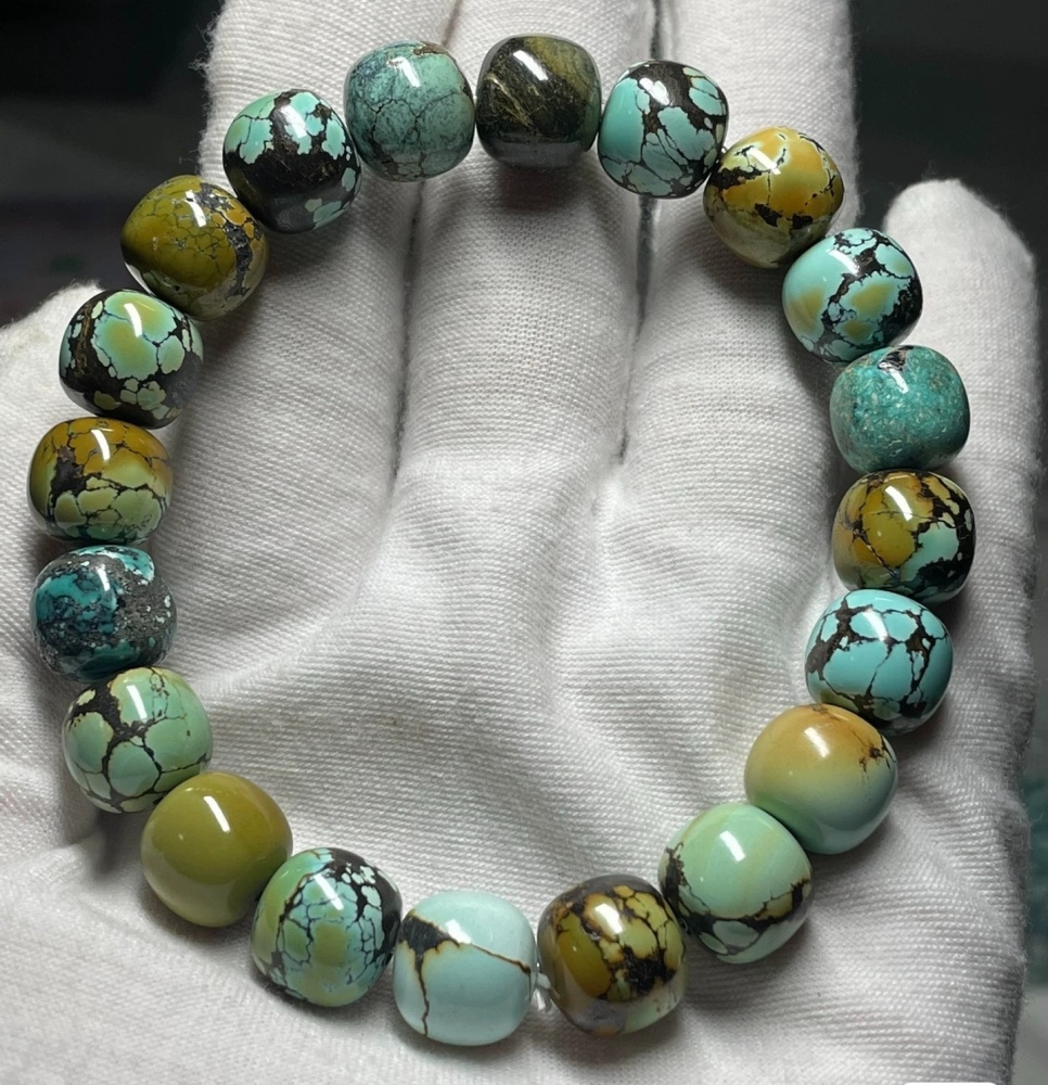 Genuine Turquoise Bracelet,Turquoise Gemstone Jewelry Gift For Her,Men bracelet gift -11mm Beads Bracelet