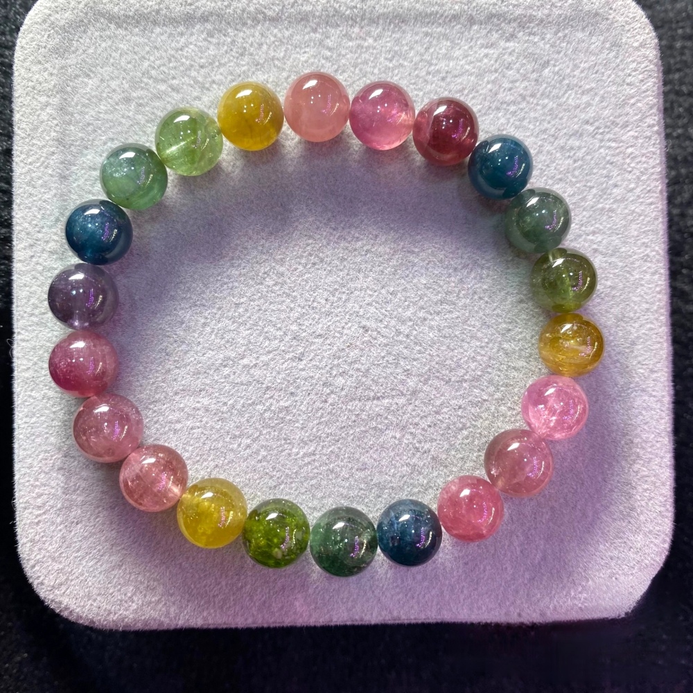 8+MM Rainbow Tourmaline bracelet,Precious Gemstone Bracelet,Relaxing,Good Lucky Bracelet for women, Girl Bracelet
