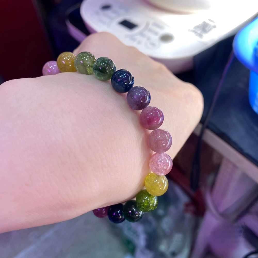8+MM Rainbow Tourmaline bracelet,Precious Gemstone Bracelet,Relaxing,Good Lucky Bracelet for women, Girl Bracelet