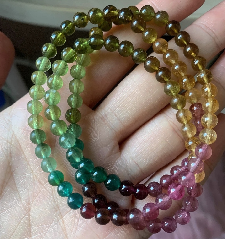 Unltra Gorgoues Tourmaline bracelet,5MM+ Tourmaline Gemstone Bracelet,Three Layes Bracelet for women, Girl Bracelet Gift