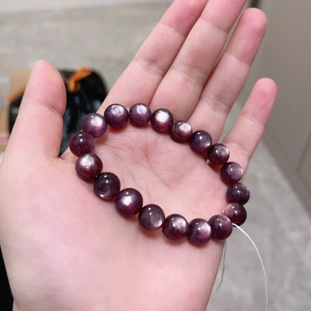 Natural Purple Lepidolite bracelet, 10MM Gemstone Bracelet for women, Girl Bracelet Gift