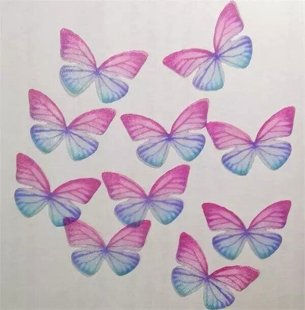 Pink&Blue Silk Butterfly Wings,Jewelry Making,Dress Making ,Doll Making, Half Transparent ,Lace Butterfly ,Sewing Project