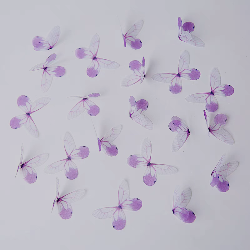 Purple&White Silk Butterfly Wings,Jewelry Making,Dress Making ,Doll Making, Half Transparent ,Lace Butterfly ,Sewing Project