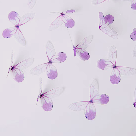 Purple&White Silk Butterfly Wings,Jewelry Making,Dress Making ,Doll Making, Half Transparent ,Lace Butterfly ,Sewing Project