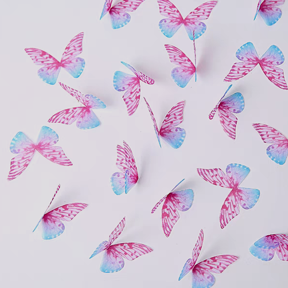 Pink&Blue Silk Butterfly Wings,Jewelry Making,Dress Making ,Doll Making, Half Transparent ,Lace Butterfly ,Sewing Project