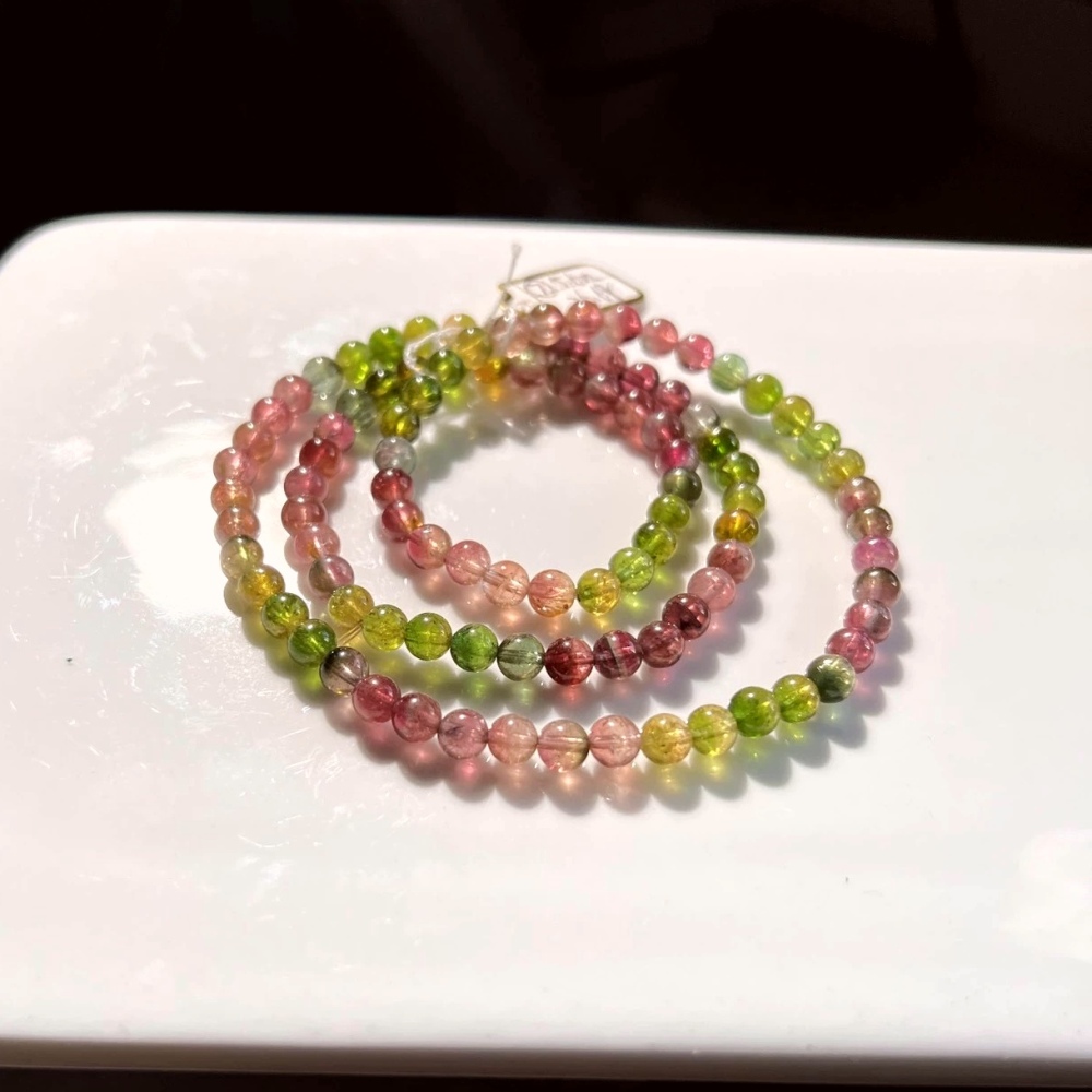 AAA Gorgoues Tourmaline bracelet,5.8MM Tourmaline Gemstone Bracelet,Three Layes Bracelet for women, Girl Bracelet Gift