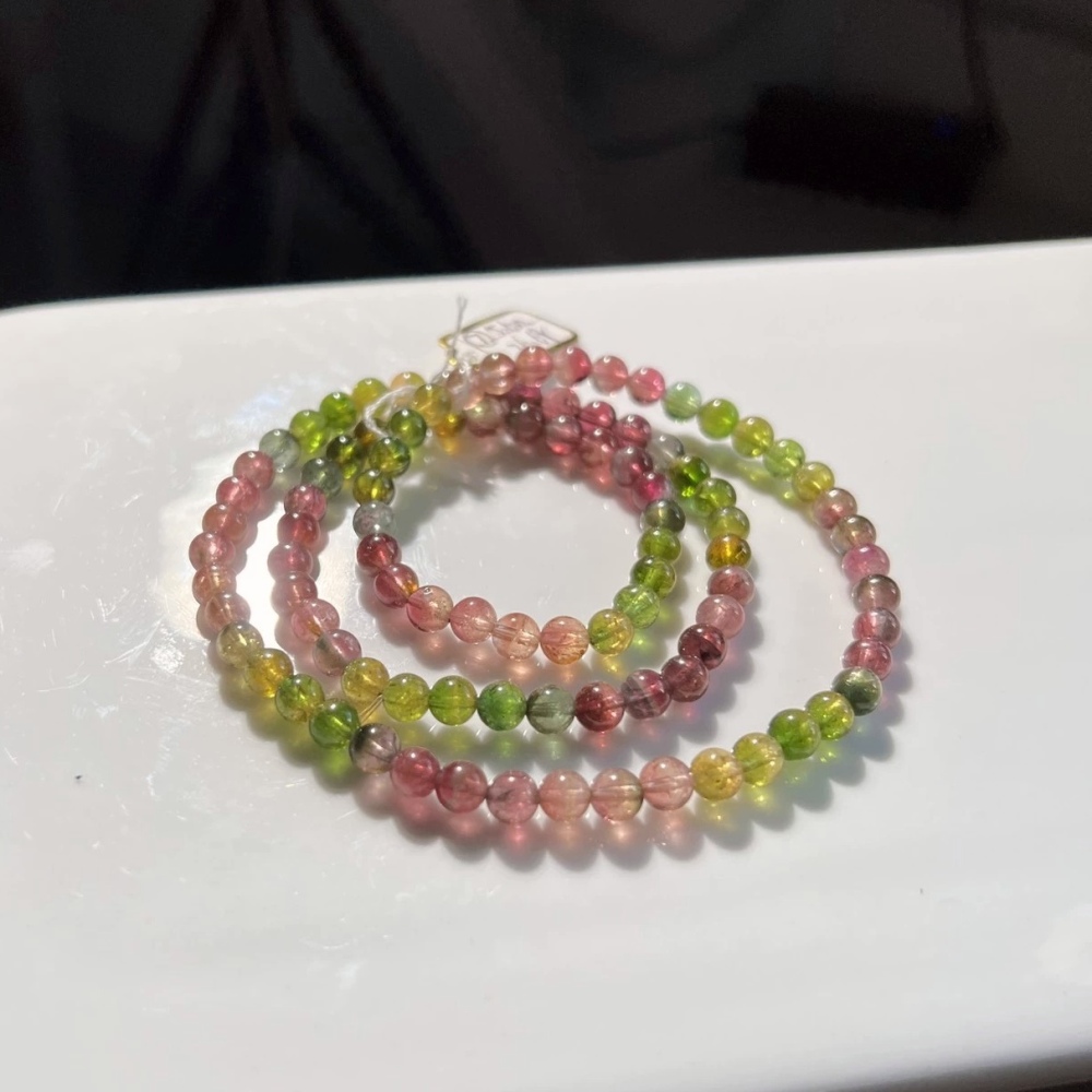 AAA Gorgoues Tourmaline bracelet,5.8MM Tourmaline Gemstone Bracelet,Three Layes Bracelet for women, Girl Bracelet Gift
