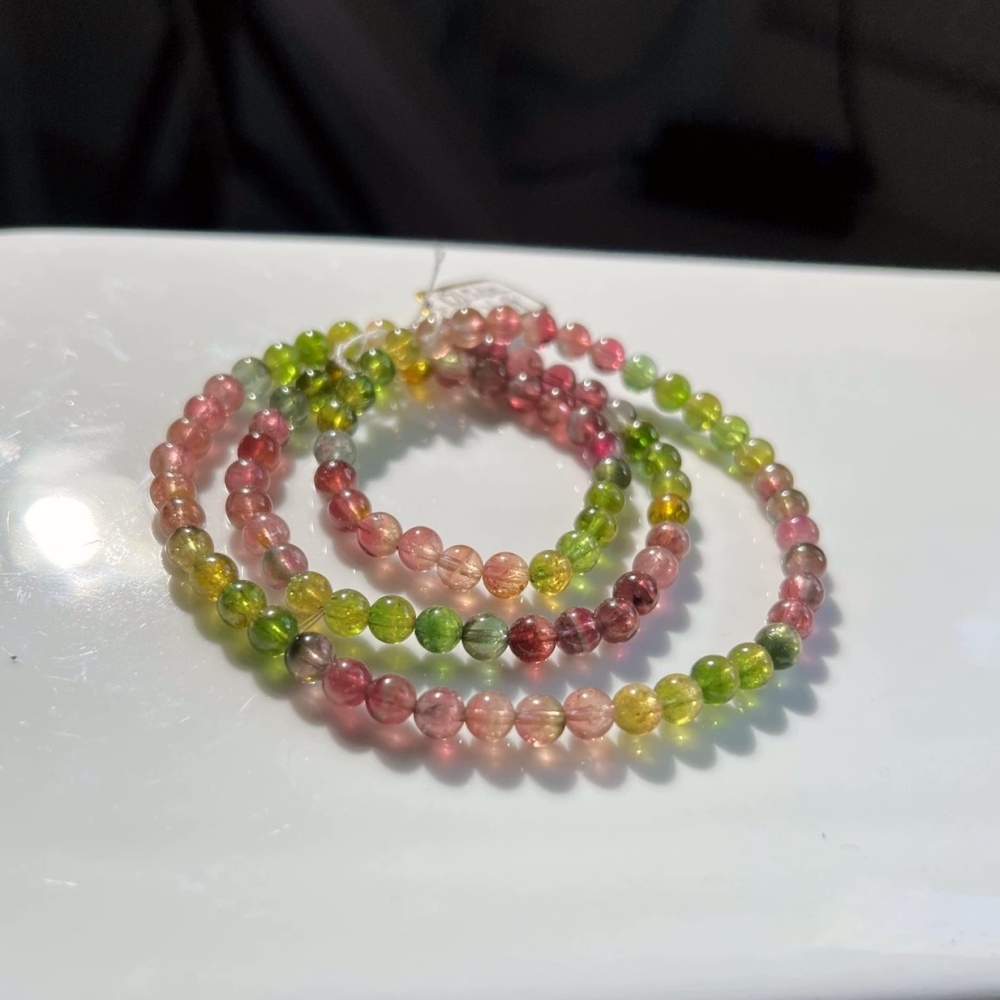 AAA Gorgoues Tourmaline bracelet,5.8MM Tourmaline Gemstone Bracelet,Three Layes Bracelet for women, Girl Bracelet Gift