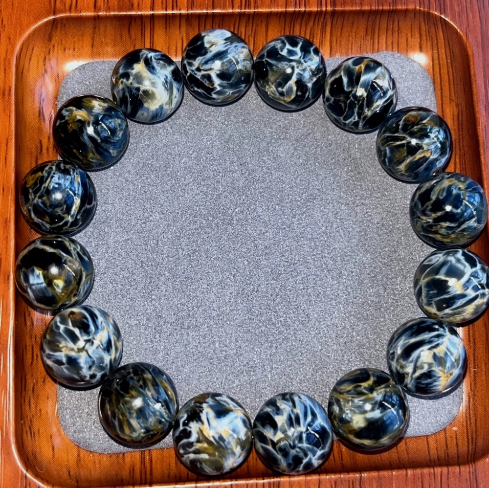 Blue Pietersite Bracelet,Men Bracelet,13MM+ Natural Gemstone Bracelet for women,Gift For Him/Her