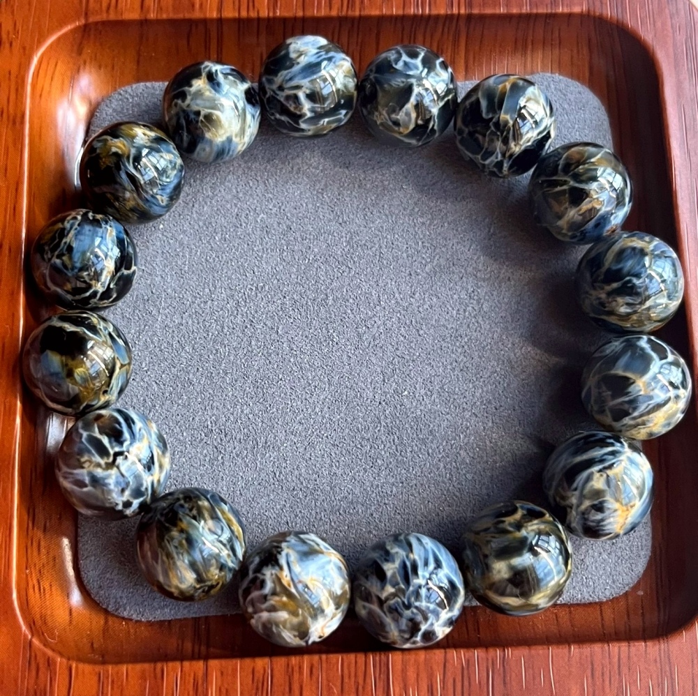 Blue Pietersite Bracelet,Men Bracelet,13MM+ Natural Gemstone Bracelet for women,Gift For Him/Her