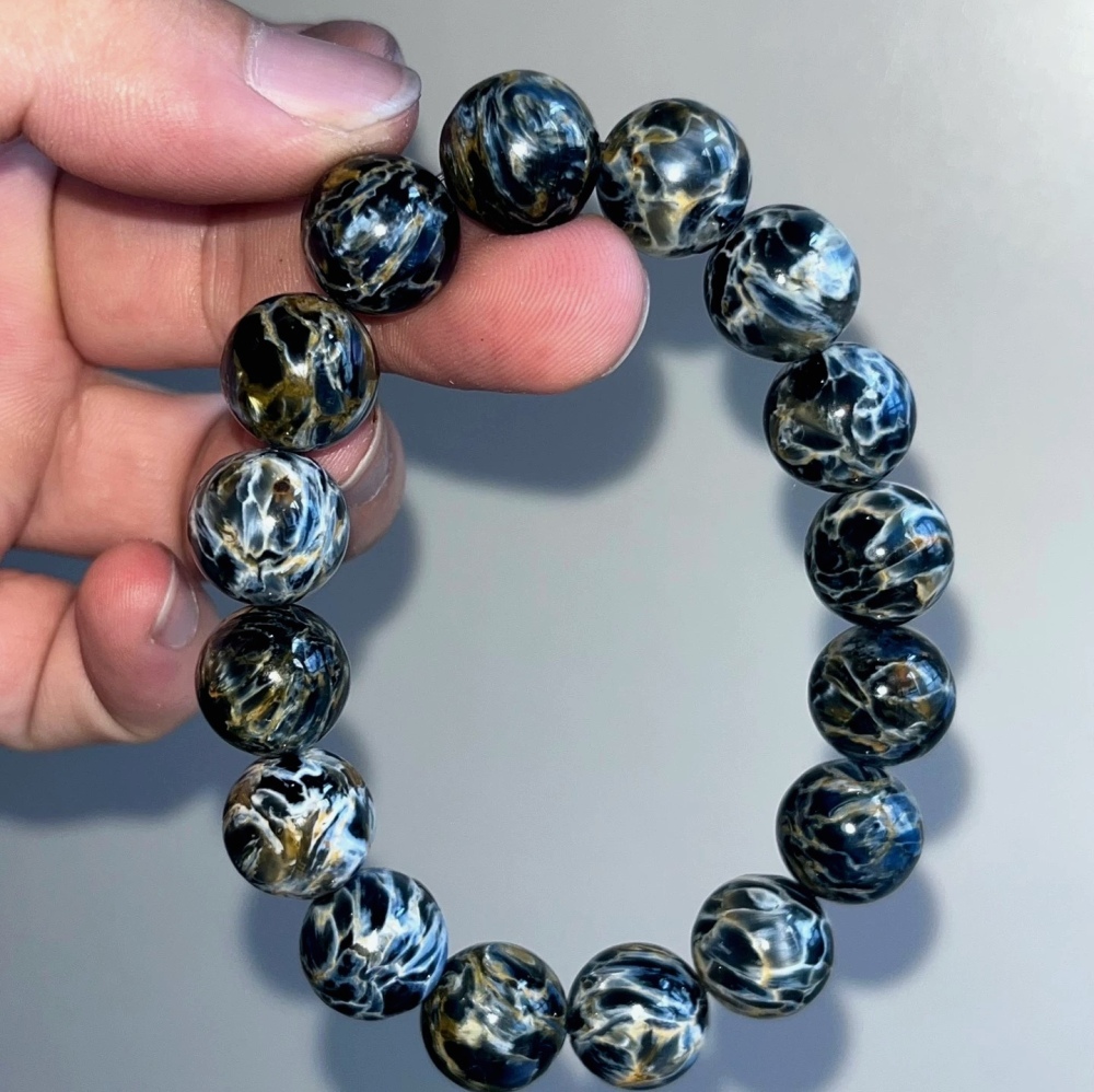 Blue Pietersite Bracelet,Men Bracelet,13MM+ Natural Gemstone Bracelet for women,Gift For Him/Her