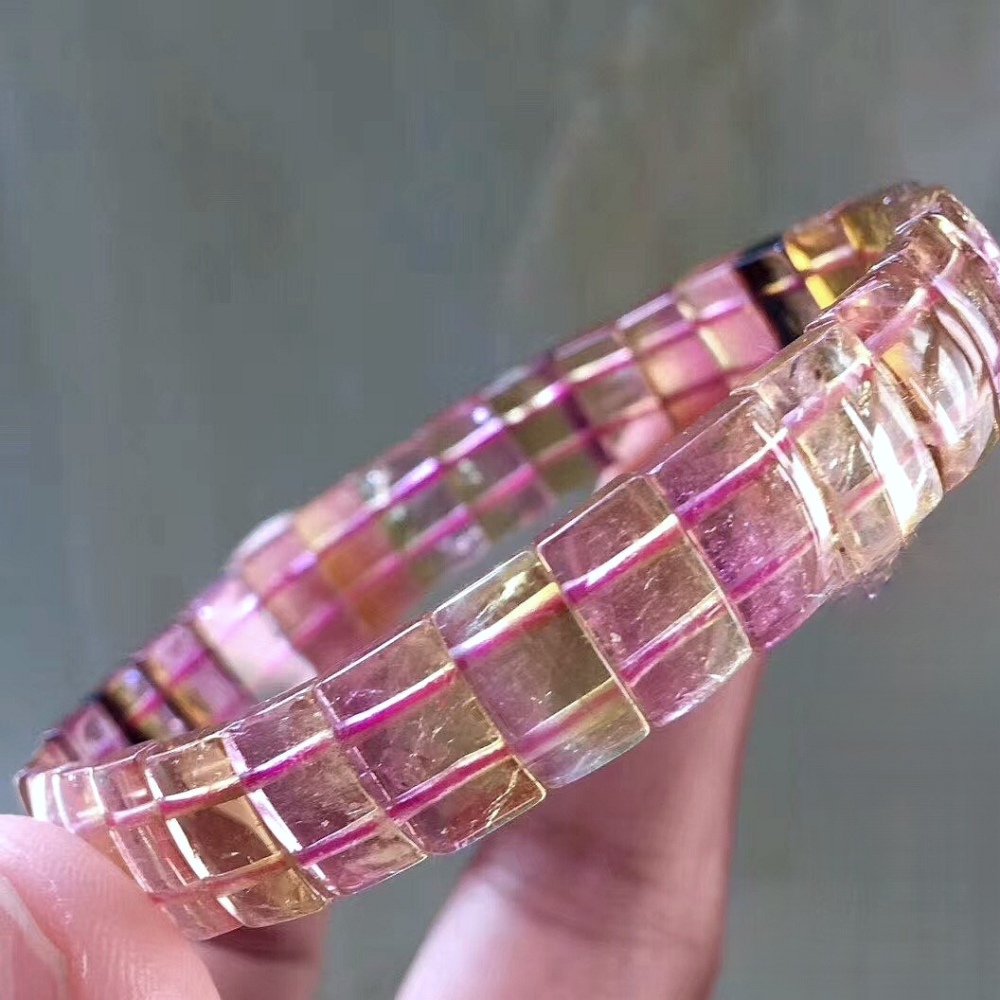 Genuine Rainbow Tourmaline bracelet,Tourmaline Gemstone Bracelet for women,girl bracelet