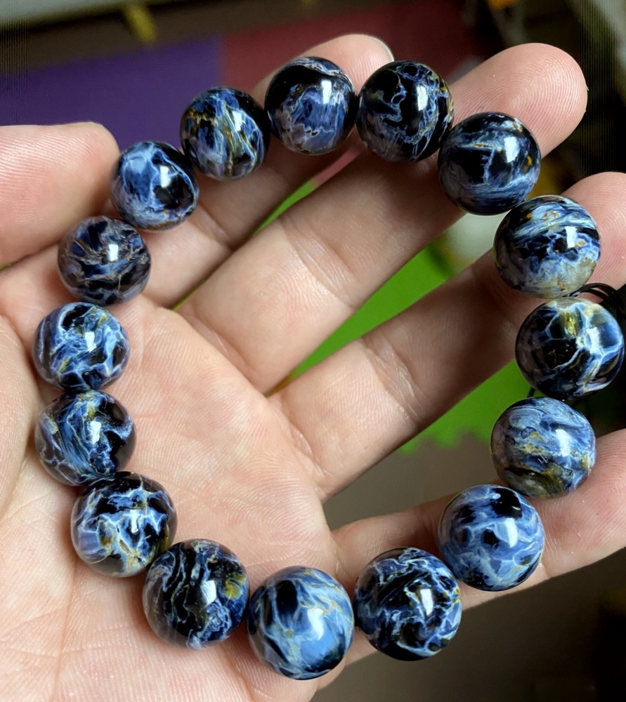 Blue Pietersite Bracelet,Men Bracelet,13MMNatural Gemstone Bracelet for women,Gift For Him/Her