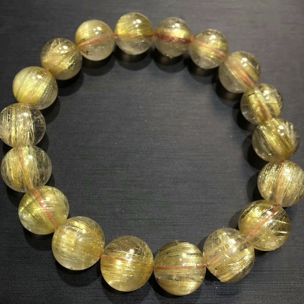11.5mm Premium Quality Natural Golden Rutilated Quartz Bracelet
