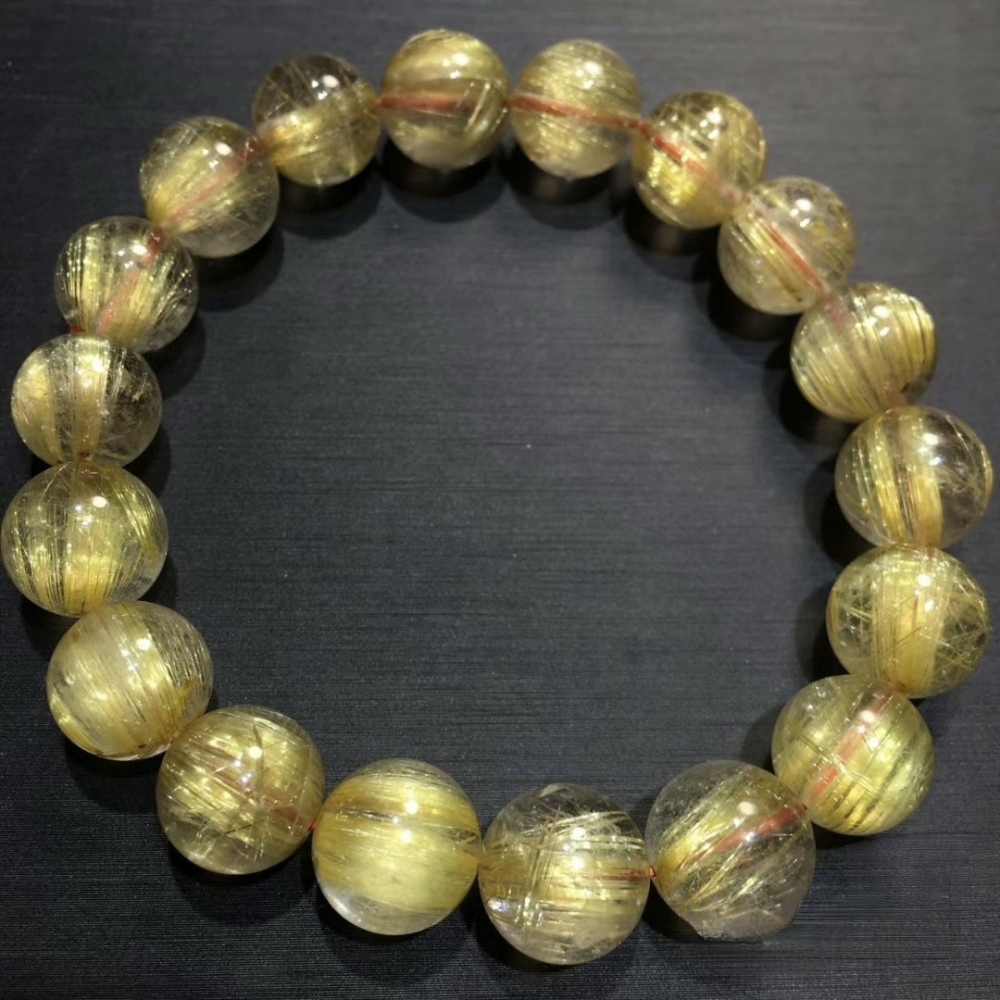 11.5mm Premium Quality Natural Golden Rutilated Quartz Bracelet