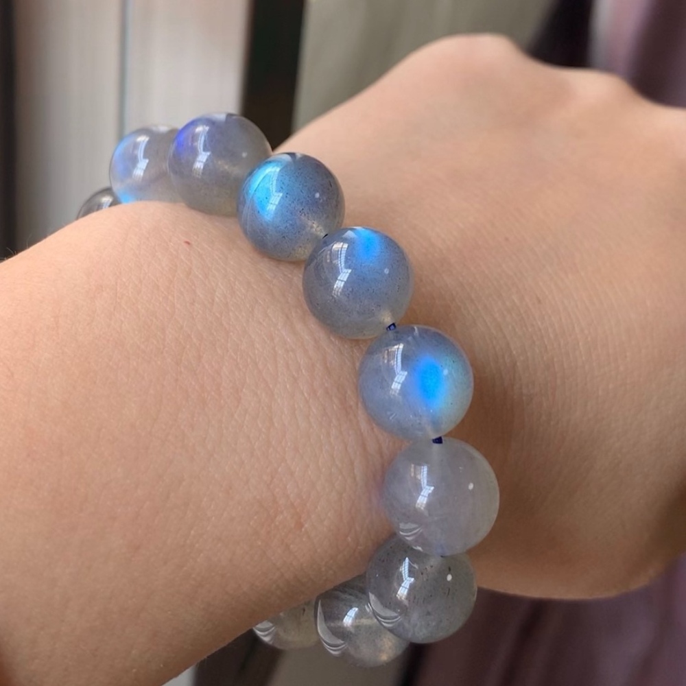 AAA Labradorite Bracelet,Rare 13MM Large Size Gemstone Bracelet,Anti Anxiety Bracelet for women,Men Bracelet Jewelry Gift