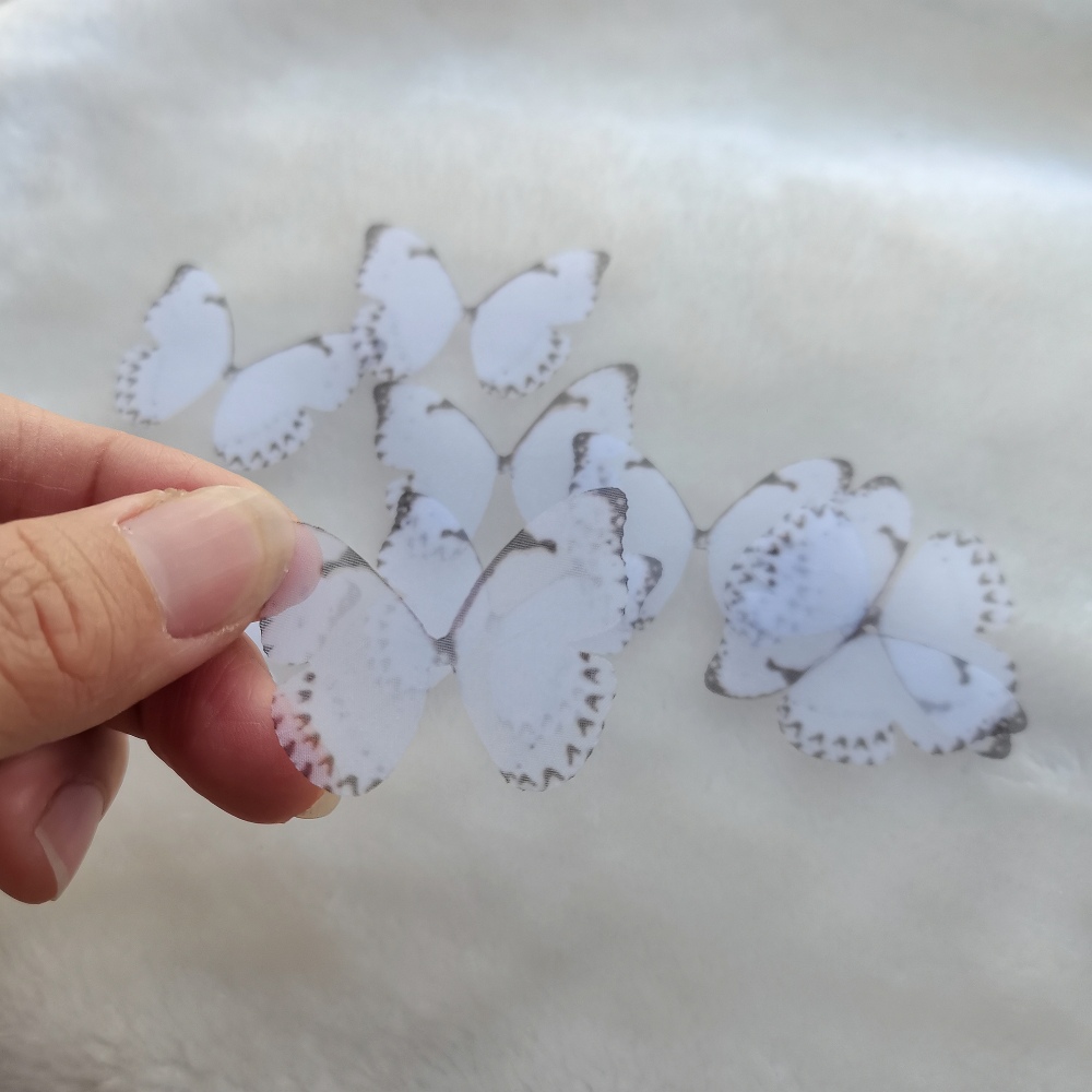 OFF White Organza 3D Butterfly Lace Applique Patch Gown Dress Headdress Jewelry Bridal Accessories ,10 Sizes Optional