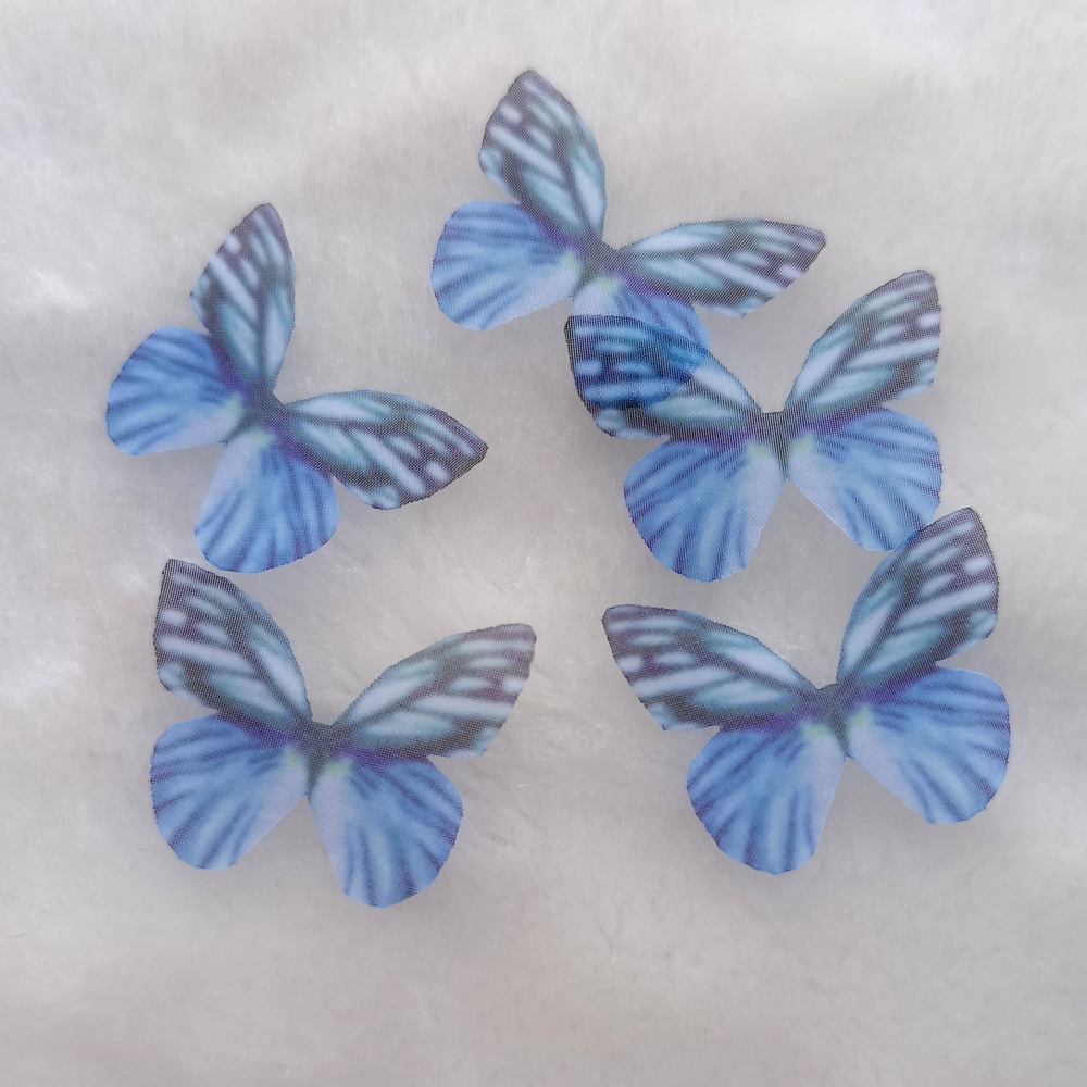 Blue Silk Butterfly Wings,Jewelry Making,Dress Making ,Doll Making, Half Transparent ,Lace Butterfly Pieces