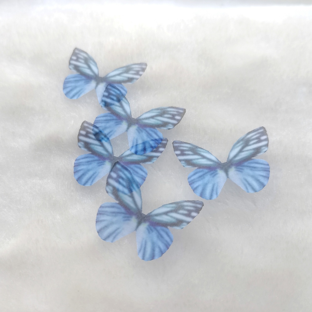 Blue Silk Butterfly Wings,Jewelry Making,Dress Making ,Doll Making, Half Transparent ,Lace Butterfly Pieces