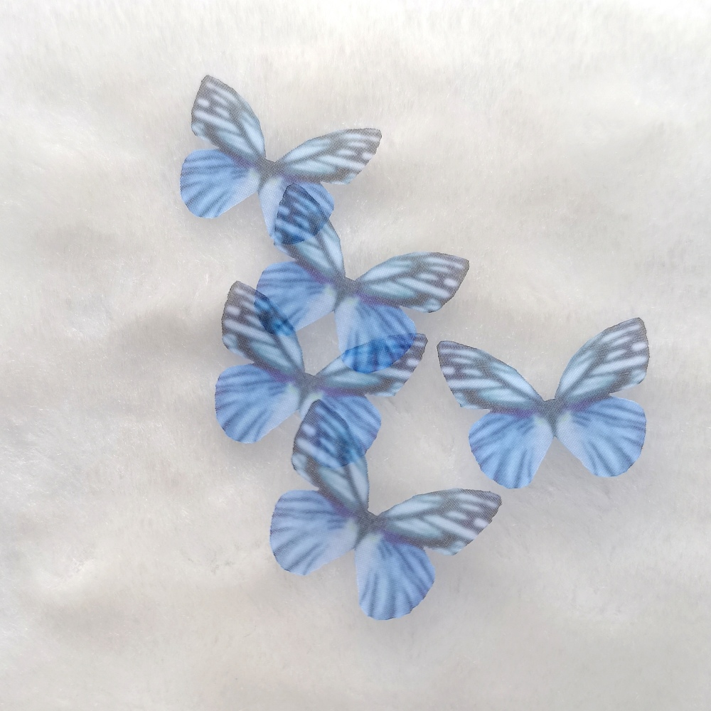 Blue Silk Butterfly Wings,Jewelry Making,Dress Making ,Doll Making, Half Transparent ,Lace Butterfly Pieces