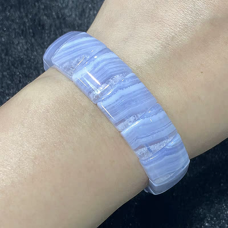 Blue Chalcedony Bracelet,Natural Crystal Blue Lace Agate Bracelet