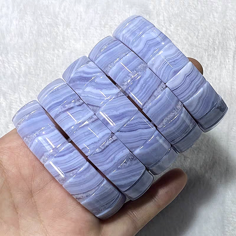 Blue Chalcedony Bracelet,Natural Crystal Blue Lace Agate Bracelet